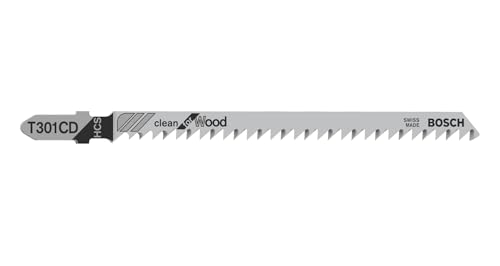 Bosch Professional 5 x Stichsägeblatt T 301 CD (für weiches Holz, dickes Werkstück, Zubehör Stichsäge), 10 - 65 mm, Blau