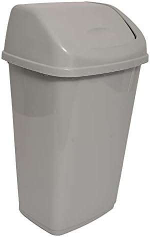 KAPCO Plastic Swing Top Bin (15L, Black) Durable Easy Clean Waste Recycling Dustbin for Home, Office, Kitchen & Bathroom | Rubbish, Refused Trash Bin with Swing Lid | Under Kitchen Counter Recycle Bin