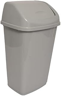 KAPCO Plastic Swing Top Bin (15L, Black) Durable Easy Clean Waste Recycling Dustbin for Home, Office, Kitchen & Bathroom | Rubbish, Refused Trash Bin with Swing Lid | Under Kitchen Counter Recycle Bin