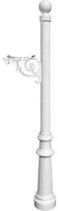 Support Bracket Post System with Fluted Base & Ball Finial White
