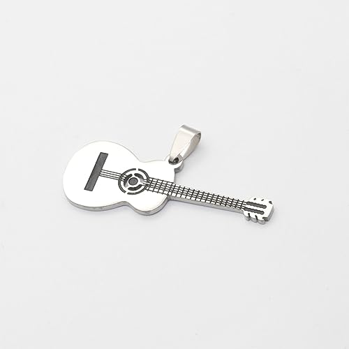 Punk Rock Stainless Steel Music Guitar Pendant Necklace4