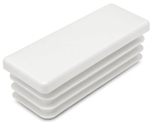 Image of (Pack of 6) Rectangular Plastic Plugs 63 /64 inch x 2-3 /4 inch (25 x 70 mm), Matt Tube Inserts, Fence Post Caps, Pure White RAL 9010