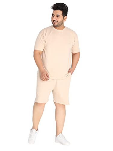 Image of CHKOKKO Men's Plus Size Terry Cotton Loose Fit Half Sleeves T-Shirt