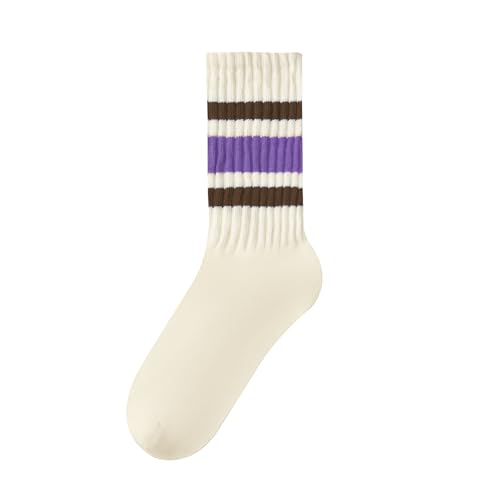 Image of Century Star Retro Striped Novelty Socks For Women Vintage Casual Crew Socks Sporty Calf Socks Cotton Socks Women