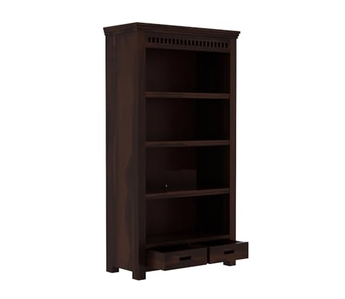 Image of Sheesham Wood Bookcase | Solid Wood Book Shelf for Home Library | Wooden Book Cabinet for Home & Office Living Room (Large, BBslf-Walnut7)
