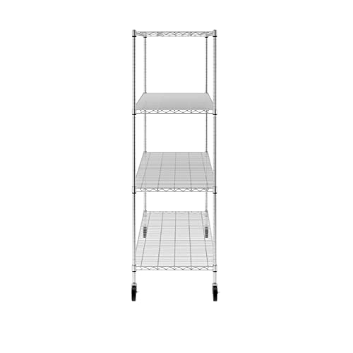 Saferacks Nsf Certified Storage Shelves, Heavy Duty Steel Wire Shelving Unit With Wheels And Adjustable Feet, Used As Pantry Shelf, Garage Or Bakers Rack Kitchen Shelving - (24"X60"X72" 4-Tier) #TOP2