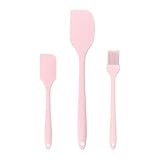Compatible For 3 Piece Kitchen Baking Set All In One Silicone Spatula Oil Brush Butter Single Cake Scraper Tool(Pink)