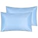 CHELUXS Coppia di Federe per Cuscini in Microfibra Tinta Unita Super Morbida Federa Standard Copricuscini Divano Antirughe Traspirante 50 x 75 cm Federe Cuscino Letto con Chiusura a Busta (Blu)
