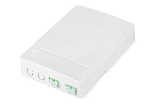 DIGITUS FTTH Gehäuse - 2x LC/APC Duplex Kupplung - Singlemode-Glasfaser - integrierte LWL-Spleißkassette - IP45 Schutzklasse - Wandmontage - Weiß