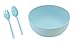 Ensaladera Cuenco Ecológico de Fibra Color Azul + Set Cubiertos para Ensalada. 23 cm, x 9,5 cm. I Vajilla ecológica I Libre de BPA y Apto lavavajillas, Cuenco ensaladera. (Azul)