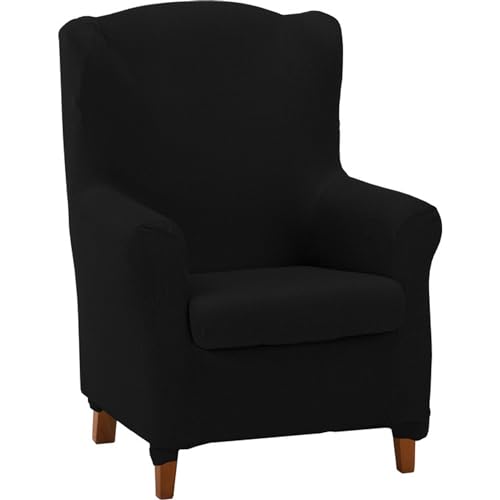 ECOMMERC3 | Funda para Sillón Orejero Duplex Elástica y Extrasuave Color Negro - Funda Sillón Orejero Duplex Ajustable 100% Made in Spain