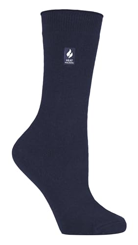 HEAT HOLDERS Ultra Lite - Ladies Thin Lightweight 1.0 TOG Winter Warm Casual Thermal Dress Socks (4-8 uk, Navy)