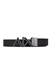Matériau extérieur : Cuir Armani Exchange Homme Everyday Logo Belt Ceinture Not Applicable, Noir (Black/Phantom - Black/Phantom 43120), 105 (Taille fabricant: 34)