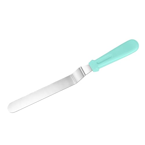 Spatule Coudée Pâtisserie Anglée - Palette en Acier Inoxydable 32 cm - Glaçage du Gâteau (Bleu)