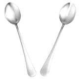 JOINPAYA Edelstahl Salatgabel und Löffel 2 Stück Langstielig Silber Mattiert Multifunktionales Salatbesteck für Haushalt und Restaurant