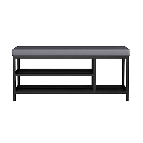 Banc à chaussures avec coussin et étagère de rangement 100cm - 2