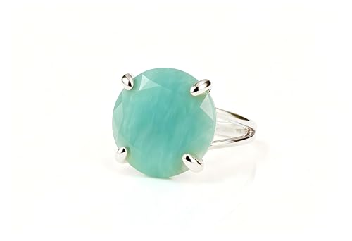 Bague en amazonite durable anti-ternissement avec finition or 14k
