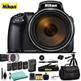 Nikon Coolpix P 1000 Digital Camera 26522 Black - Kit With 2X Replacement Batteries + Extra Charger + 2X 32Gb Memory Cards + Spare Battery + Monopod + More #TOP1