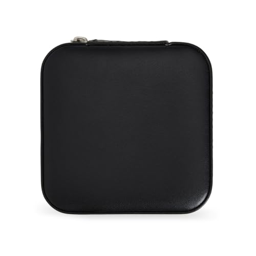 Porta Jóias Estojo Portátil em Couro com Zíper para Jóias, Maquiagem e Viagem Original C/Nota Fiscal (Preta)