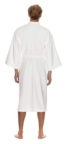 Men's Terry Cloth Bathrobe by Boca Terry, Cotton Spa Robes, Plush White Hotel Bath Robe, M/L, 2X, 4X3