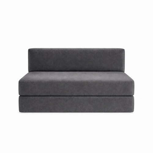 Image of Foldable One Seater Sofa Bed 3 x 6 Ft Velvet Fabric Washable Cover Convertible Sofa Bed for Home & Office Guest Room (Finish Color - Black - Pre-Assembled)
