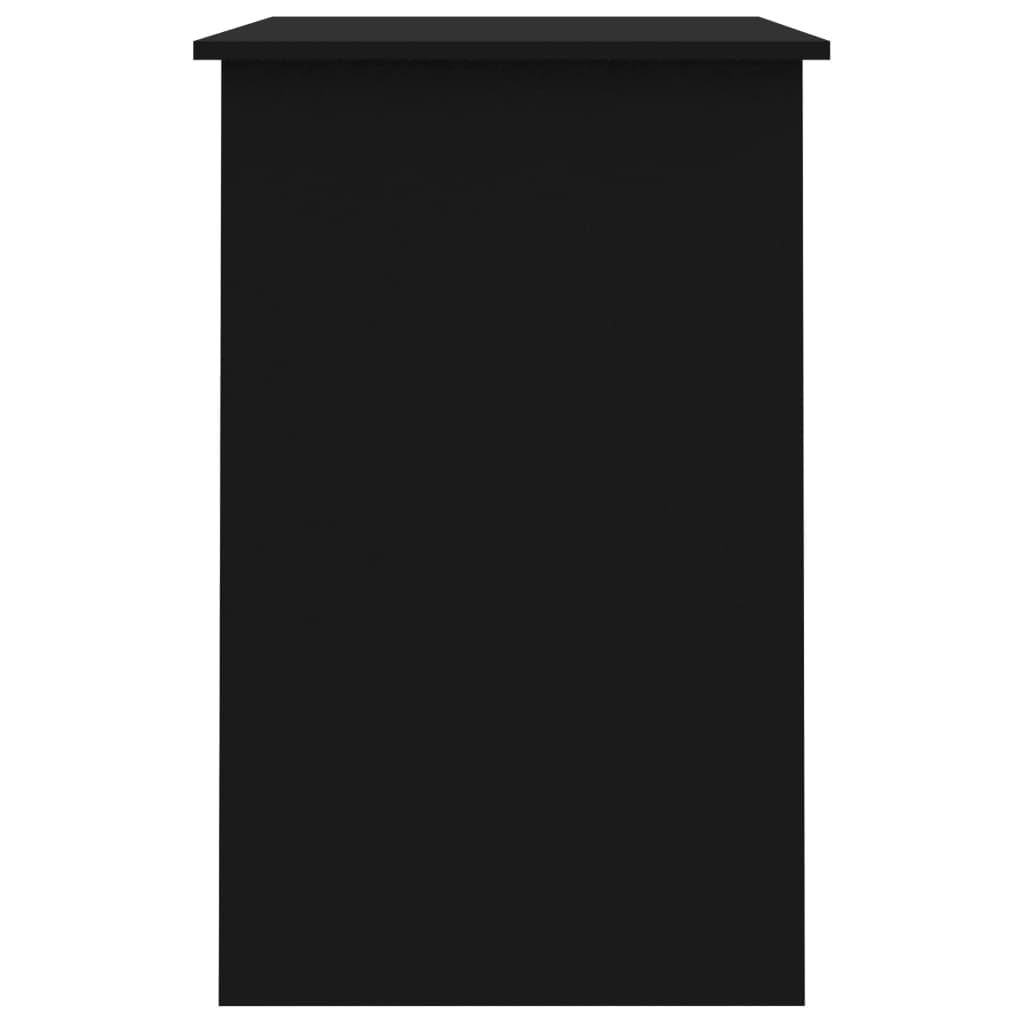 Scrivania moderna nera 100 x 50 x 76 cm, materiale in legno, con cassetto e porta, scrivania compatta per computer per casa, ufficio, giochi, cameretta dei bambini