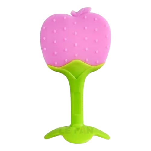 Image of Safe-O-Kid Pack of 1 BPA-Free Natural Silicone Fruit Teether for Babies - Freezer Safe, Soft & Textured Teething Toy for Newborns & Infants (Apple Design)
