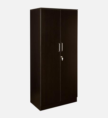 Image of Mintwud Pepperfry Kibo 2 Door Wardrobe Without Mirror | Engineered Wood Wooden Almirah with 4 Shelves, 1 Drawer & Hanging Rod | Storage Cupboard for Bedroom (Wenge Finish)