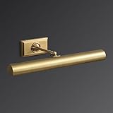 18' Picture Lights for Wall Brass Picture Lights Hardwired Gold Dimmable Gallery Art Light, Rotatable 270° Wall Light for Pictures Art Deco Linear Lights for Library, Museum, 2 Bulbs Included