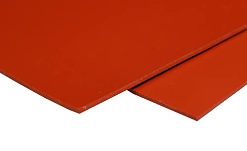 Image of Exactly Rubber - Commercial Grade Silicone Sheet, 60A Durometer Silicone Mat, -80 to 450F Temperature Resistant Rubber Mat, Rubber Sheet with 350% Elongation, Made in The USA, 1 /32 x 3 x 9 inch, Red