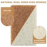 Image of 12pcs Natural Sponges for Dishes, Super Absorption Cleaning Sponges Kitchen Sponge, Non-Scratch Scouring Pads, Dual Sided Dish Sponge for Washing Pots Pans Sinks Stoves(Brown+White)