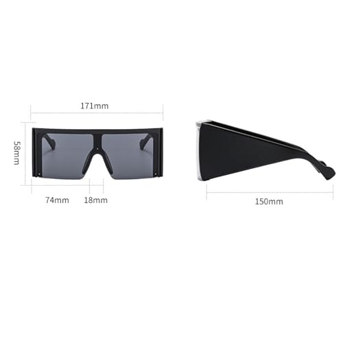 Lunettes de soleil surdimensionnées de haute qualité monobloc pour femme look miroir UV400 - 6