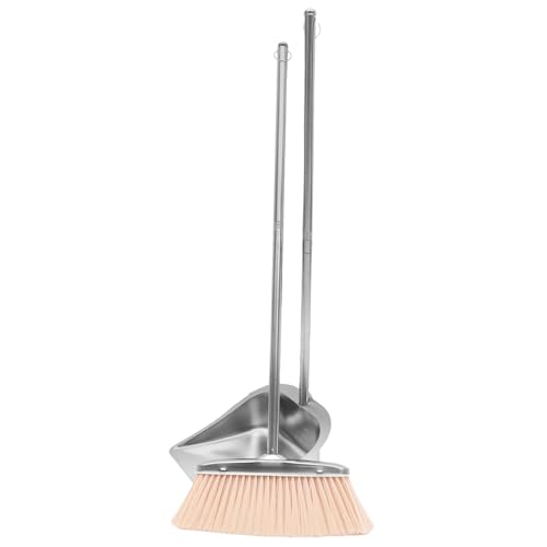 HOLIDYOYO ステンレス製ほうきとちりとりセット 家庭用掃除道具 人間工学ハンドル 抗風安定デザイン 部屋掃除やオフィス用に