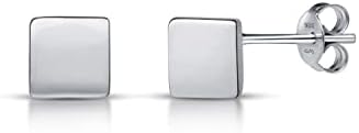 Amberta Women 925 Sterling Silver Minimalist Stud Earrings