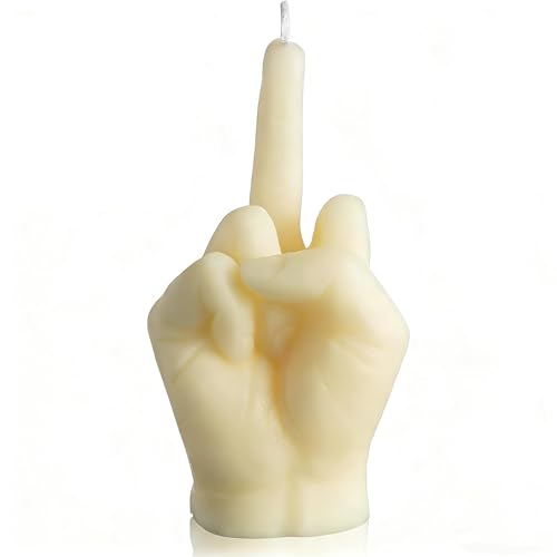 Middle Finger Candle Funny Scented Natural Soy Wax Candle Hand Gesture Novelty Candle for Middle Finger Gifts Home Decor Living Room Desk Ornament Housewarming Birthday Joke Gifts (White)