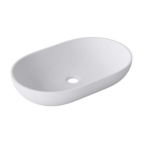 doporro Lavabo sobre encimera 54x34x10cm diseño Colossum808 blanco mate, fabricado en mármol fundido