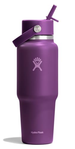 Hydro Flask Botella de Agua de Viaje - Acero Inoxidable Aislada - Tapa con Pajilla Ancha, Antiderrames, Hermética de 32 Oz en Color Beachplum Purple miniatura 1