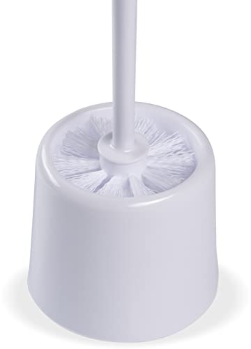 Image of Carlisle FoodService Products 36719700 Toilet Bowl Brush with Hideaway Holder, 16 inch, 14.5 inch Height, 3 inch Width, Polypropylene, White (Pack of 2)