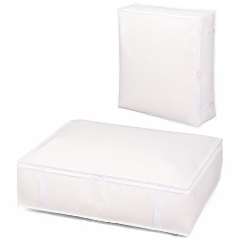 アストロ 羽毛布団収納袋 シングルサイズ 通気性の良い不織布製 布団収納 布団袋 収納バッグ 収納ケース 保管袋 ホコリ除け 持ち手付き 透明窓付き 圧縮袋 コンパクト ホワイト 822-29