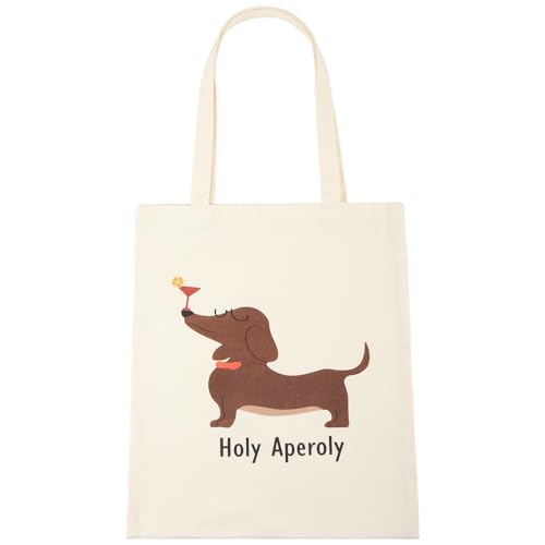SHINARA Dackel Geschenke Jutebeutel Lustige Stofftasche mit Dackel & Holy Aperoly Spruch Einkaufstasche Damen Perfekt für Aperol Liebhaber & Sommer