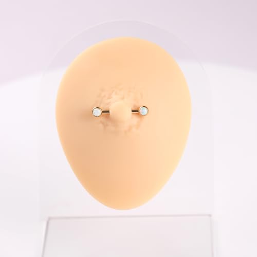 Gagabody Nipple Piercing Jewelry Titanium Nipple Jewelry 14G Internally Threaded Titanium Nipple Rings Gold Nipple Barbells Nipple Titanium Jewelry 18Mm White Opal Nipple Piercings thumb #3