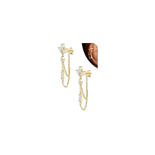 LOLIAS Hypoallergenic Cartilage Earrings for Women Flat Back-925 Sterling Silver Post Stud Flatback...