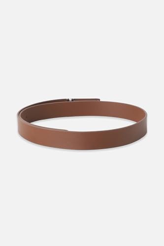 Image of Louis Philippe Men's 100% Italian Leather Shiny Nickel Buckle Formal Profile Belt