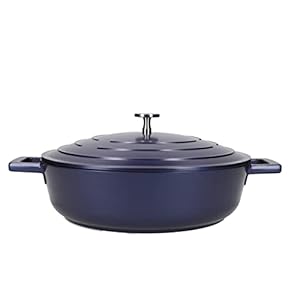 MasterClass Shallow Casserole Dish with Lid 4 Litre/28 cm, Lightweight Cast Aluminium, Induction Hob and Oven Safe, Blue