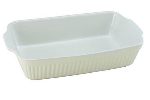 CreaTable Auflaufform rechteckig, Steinzeug, ofenfest bis 250°C, spülmaschinenfest, créme, 33057, 34 x 20 x 5,5 cm