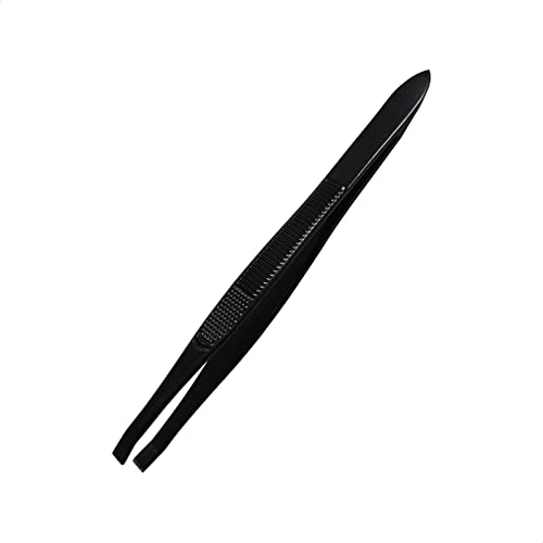 EUROXANTY Pinzas para depilación de cejas | Pinzas con punta para precisión | Pinzas para vello facial | 9 cm de largo | Punta oblicua y/o recta | Pinza de pelo | Negra punta recta