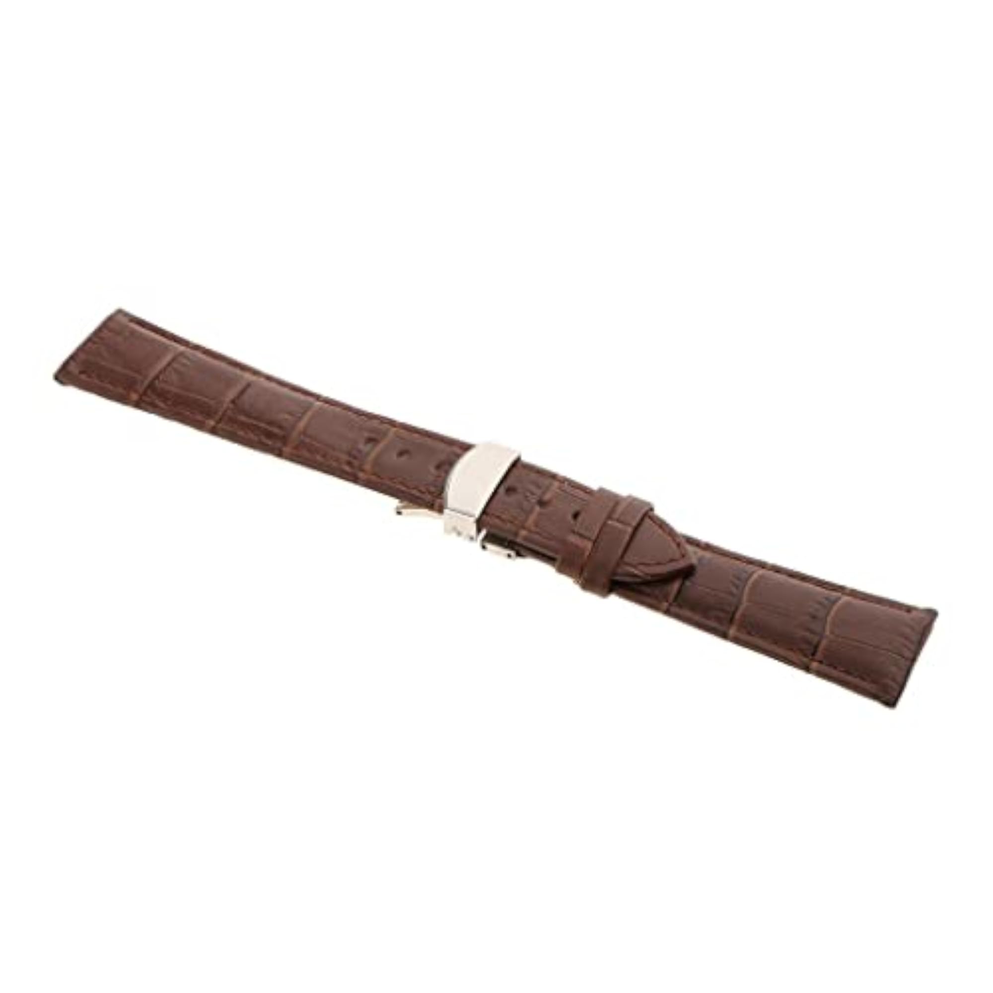 Leather Watch Band with Butterfly Deployment Clasp