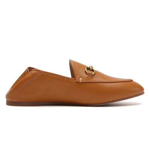 Womens Casual Buckle Loafers Work Flats Round Toe Business Backless Ballet Flats Metal Décor Driving Slip on4