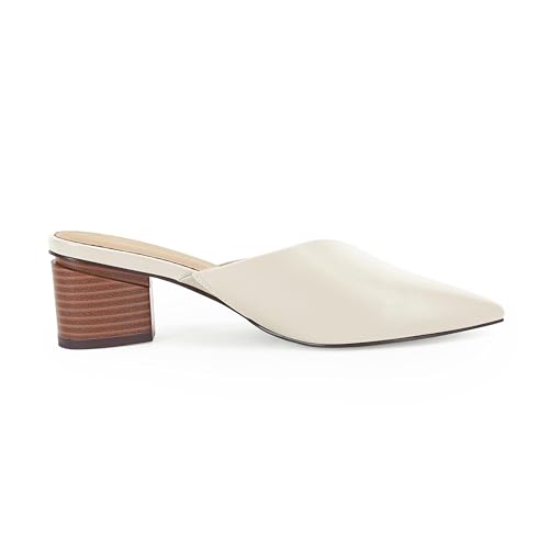 Image of Coutgo Womens Pointed Toe V Cut Mules Chunky Block Heels Slip On Clogs Fashion Office Slides Shoes