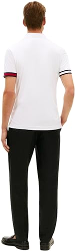 Tommy Hilfiger Herren Poloshirt Kurzarm Liquid Cotton Slim Fit, Weiß (White), S – Ansicht 3